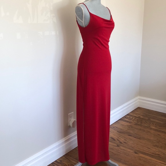 Spaghetti strap ankle length red dress. - Picture 6 of 8